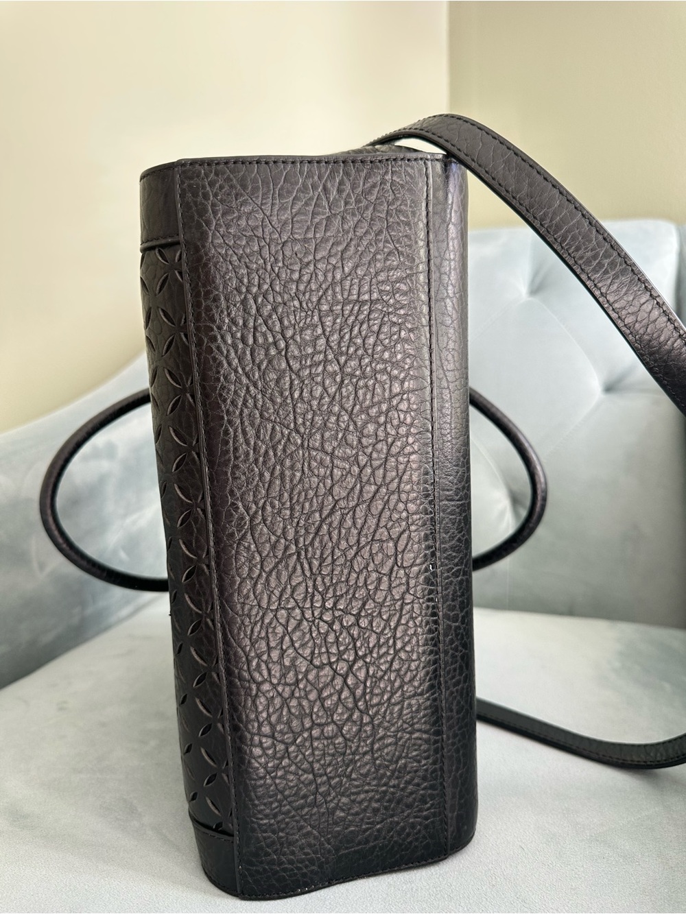 kate spade Black Embossed Leather Top-Handle tote - Picture 8 of 16